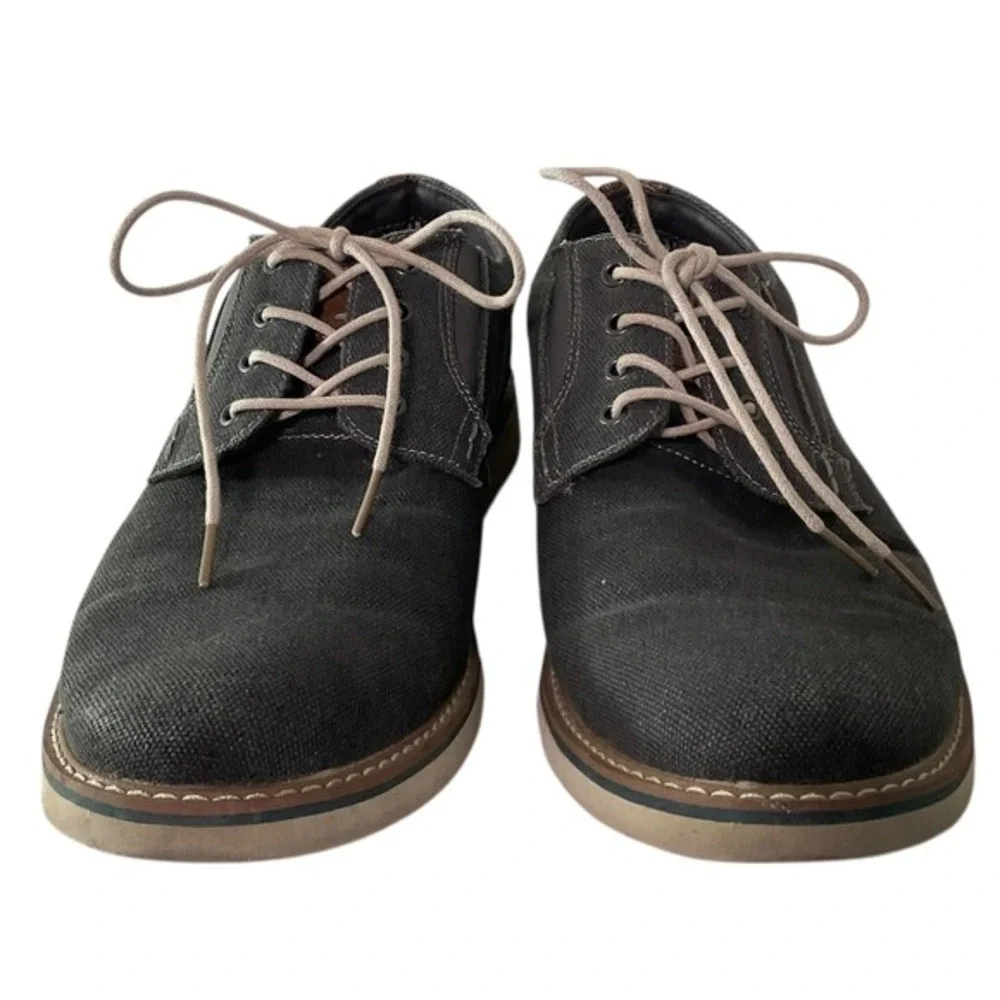 Nunn Bush Mens 11M Charcoal Gray Canvas Comfort Gel Oxford Shoes 84856-025